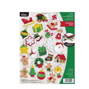 Bucilla Kit:  'Christmas Minis' Felt Ornament Embroidery and Applique Kit -  89222E -25 Ornaments