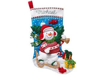 Bucilla Kit:  &#39;Nordic Snowman&#39;,  Christmas Stocking Felt Applique Kit - 86817