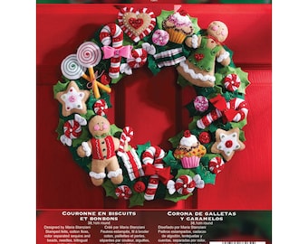 Bucilla Kit  -  &#39;Cookies and Candy Wreath&#39;  Felt Applique Embroidery Kit -  86264