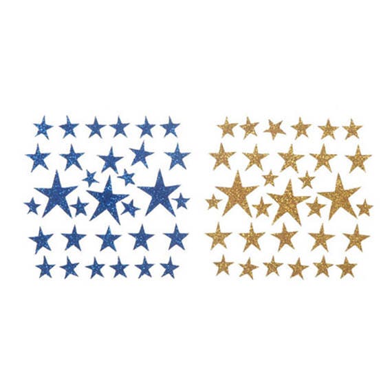 Blue and Gold Sparkly Foam Stickers, Assorted Size Star Stickers