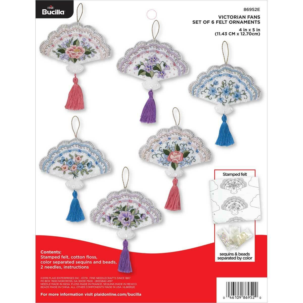 Bucilla - 'Victorian Fans' Felt Applique Embroidery Kit - 86952E