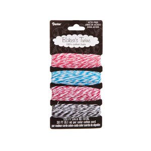 Bakers Twine Cotton, Metallic Berry Delightful, 30' Each (9.1m), 120' Total, Colorful Twine