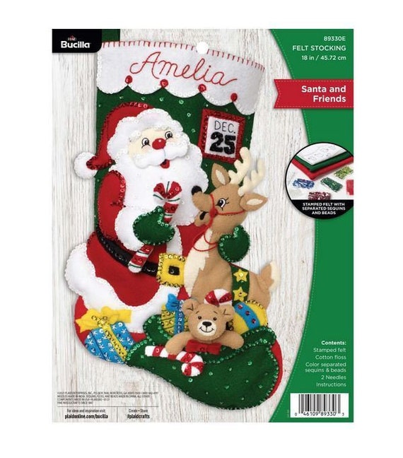 Bucilla Felt Stocking Applique Kit - Reindeer Santa