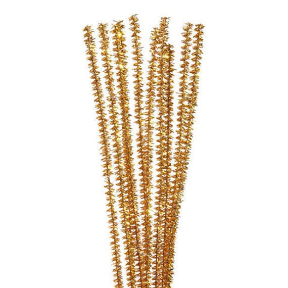Gold Tinsel Chenille Stem Pipe Cleaners 100 Pieces 12 Etsy