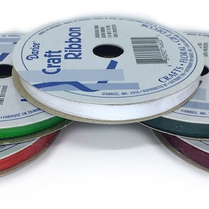 Choice of Red, Green, White, Burgundy,  1/8&quot; Ribbon, Pair of Satin Ribbon Spools in Holiday Colors, Christmas Ribbon, 10 yard spools
