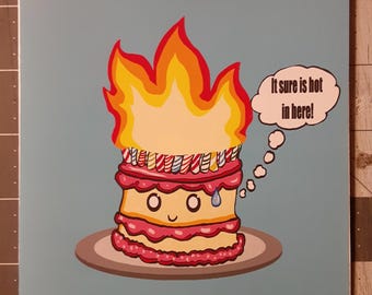 Cake On Fire. Happy Birthday Card