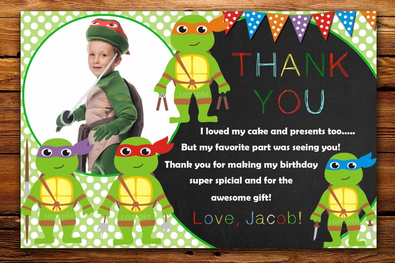 ninja turtles thank you card tmnt thank you card tmnt thank you card custom order Personalized with any your text-DIGITAL FILE AJ