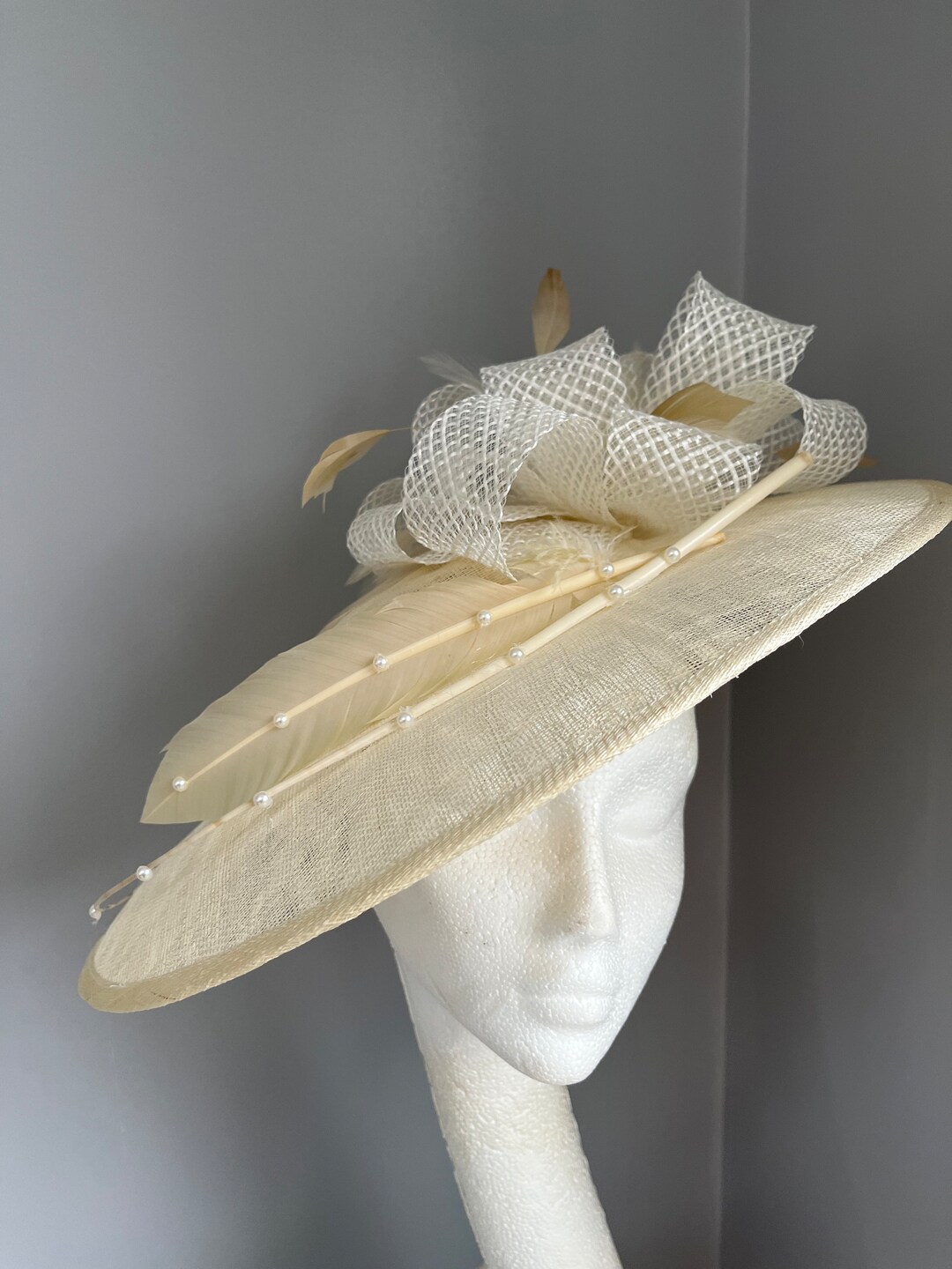 Large Sinamay Hatinator Cream and Ivory Etsy