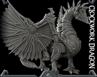 DRAGÓN CLOCKWORK - Estatua de tamaño EPIC / Mazmorras y dragones / Cthulhu / Pathfinder / War Gaming