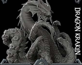 DRAGON KRAKEN - EPIC Sized Statue | Dungeons and dragons | Cthulhu  | Pathfinder | War Gaming