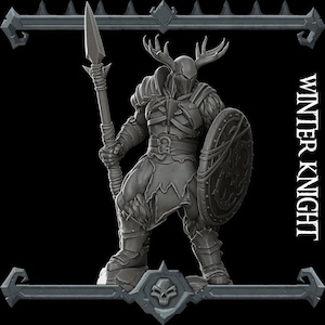 Winter Knight - Miniature | All Sizes | Dungeons and Dragons | Pathfinder | War Gaming
