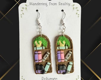 Hand-crafted, Hand Painted, Polymer Clay Bookshelf Earrings!