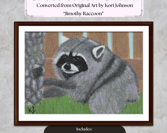 Original Art "Jimothy Raccoon" - Cross Stitch Pattern **DIGITAL DOWNLOAD**
