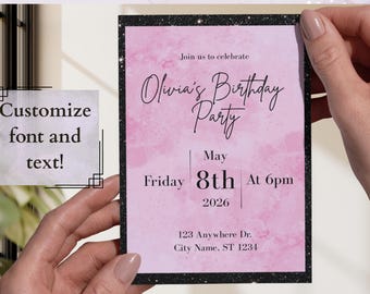 Pink Elegant Birthday Invitation! | Canva Template | Editable