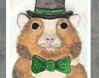 Mr. Hammy Art - Hamster Gentleman Top Hat Wall Art - Physical Print