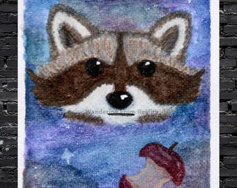 Star Bandit Art - Raccoon Space Stars Wall Art - Physical Print