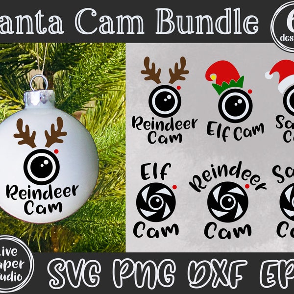 Santa Cam SVG, Simple Santa Cam Ornament SVG, Christmas Cam SVG, Elf Cam, Reindeer Cam Png, Xmas Decor, Digital Download Png, Dxf, Eps Files