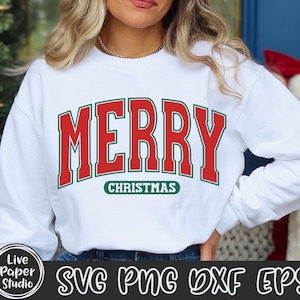 Merry Varsity Png, Merry Christmas SVG, Merry Christmas PNG, Christmas Sublimation Shirt SVG, Retro Christmas Svg, Digital Download Dxf File