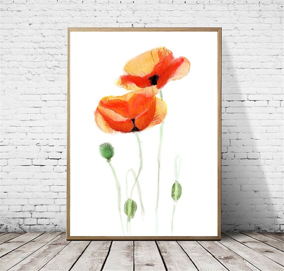 wall art decor Printable illustration drawing poppies printable peony