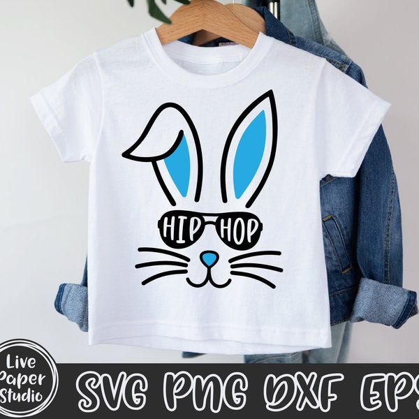 Hip Hop SVG, Junge Ostern SVG, Osterhase SVG, Frohe Ostern SVG, coole Hase SVG, Kinder Shirt, Sonnenbrille, digitaler Download Png, Dxf, Eps Datei