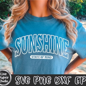 Sunshine State Of Mind Svg Png, Varsity Sunshine Svg, Sunshine on My Mind Svg, Summer Vibes Svg, Retro, Digital Download Png, Dxf, Eps Files