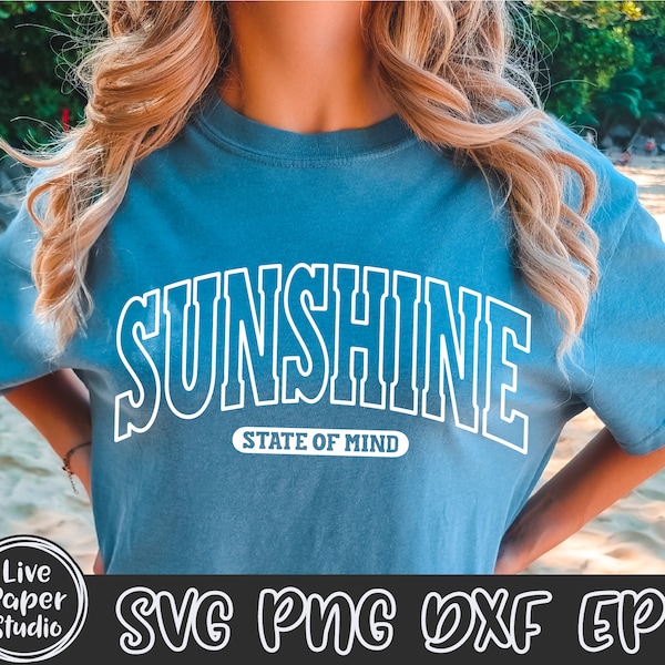 Sunshine State Of Mind PNG, Varsity Sunshine, Sunshine on My Mind, Sommer Vibes, Retro, Digital Download Png, Dxf, Eps Dateien