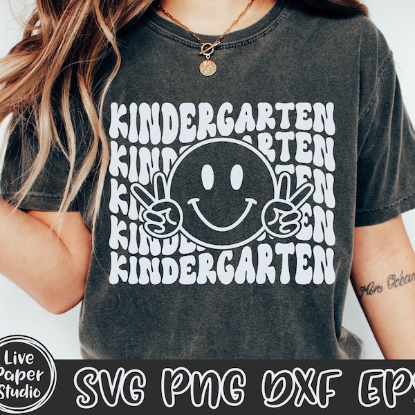 Groovy Kindergarten SVG, Kindergarten Vibes Svg, Kindergarten Teacher Svg, Retro Back To School Svg, Crew, Kids Shirt, Digital Download File