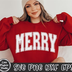 Merry Varsity SVG, Merry Varsity PNG, Christmas Svg, Christmas Png, Christmas Vibes Svg, Retro Christmas Svg, Digital Download Dxf, Eps File