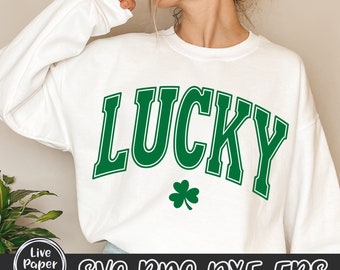 Lucky Varsity Png, St Patrick's Day Svg, Retro Shamrock Png, Lucky University Svg, Lucky Vibes Svg, Irish, Digital Download Dxf, Eps Files