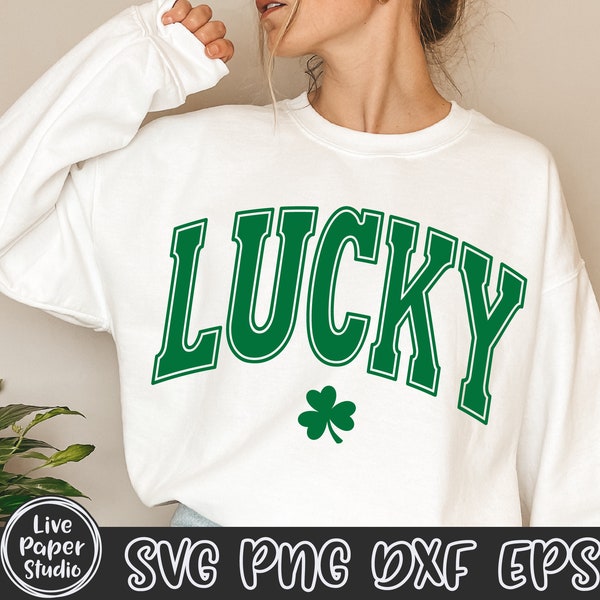 Lucky Varsity Png, St Patrick's Day Svg, Retro Shamrock Png, Lucky University Svg, Lucky Vibes Svg, Irish, Digital Download Dxf, Eps Files