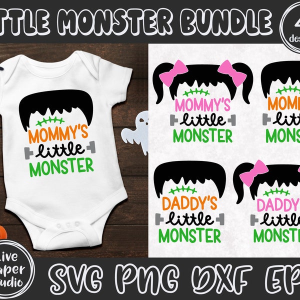 Mommy's Little Monster SVG, Halloween Boy and Girl Svg, Daddys Little Monster, Baby Halloween Shirt, So Franken Cute, Digital Download Files