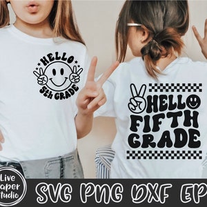 Hello Fifth Grade Svg Png, Retro Back to School Svg Png, Back to School Shirt SVG, 5th Grade Vibes, Fifth Grade Squad, Digital Download File