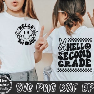 Hello Second Grade Svg Png, Retro Back to School Svg Png, Back to School Shirt, 2nd Grade Vibes, Second Grade Squad, Digital Download Files