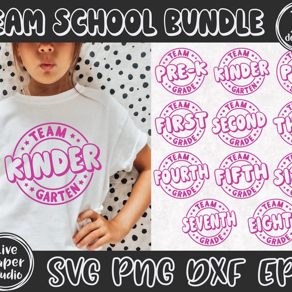 School Grades Bundle Svg Png, Team 1st 2nd 3rd 4th 5th 6th 7th 8th Grade Svg, Team Kindergarten Svg, Teacher, Digital Download Png, Dxf File