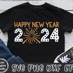 Happy New Year Svg Png Dxf Eps, Hello 2024 Svg, 2024 New Year Svg