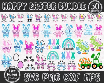 Easter SVG Bundle, Happy Easter Svg, Easter Bunny SVG, Spring Svg, Easter Quotes, Bunny Face SVG, Kids, Digital Downlod Png, Dxf, Eps Files