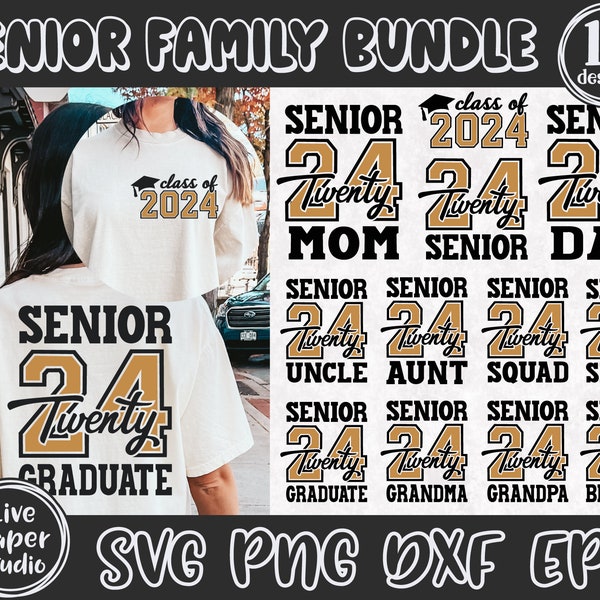 Retro Senior 2024 Family Svg Bundle, Senior Mom 2024 Svg, Senior Dad Svg, Graduation Gift Shirts, Class of 2024 Png, Digital Download Files