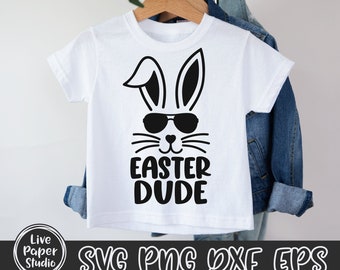 Easter Dude SVG, Easter Bunny Svg, Boy Easter SVG, Bunny Face Svg, Bunny Ears Svg, Kids Shirt Design, Digital Download Png, Dxf, Eps Files