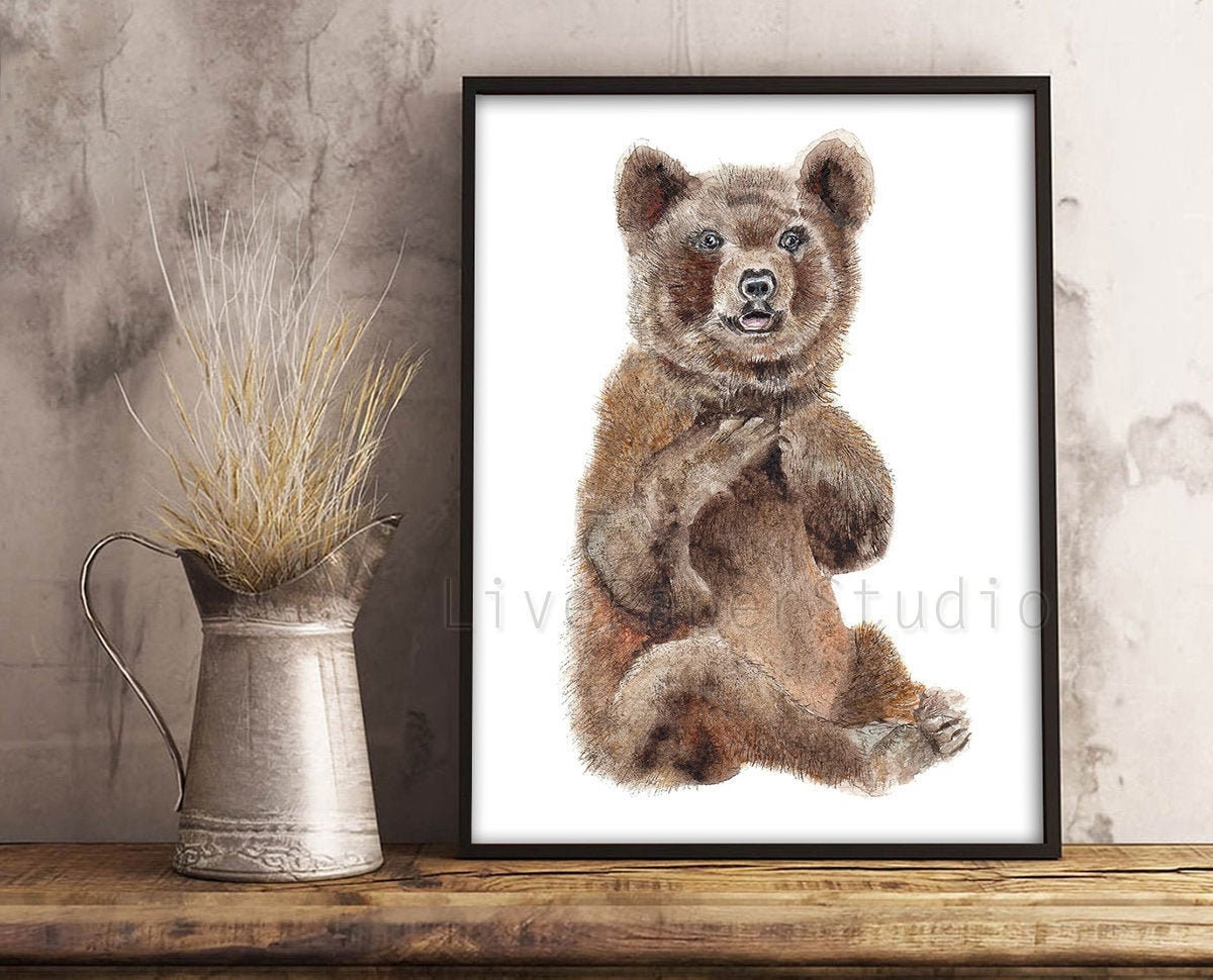 Baby Bear Printable wall art Digital Download Nursery Animal Etsy