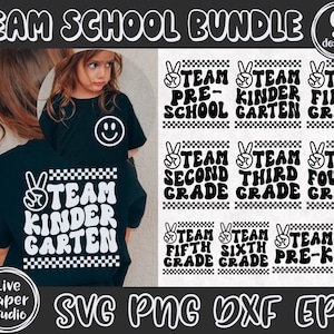 Retro Team Grade Svg Bundle, Back to School SVG, Team 2nd Grade Svg, 3rd, 4th, 5th, First day of School, Digital Download Png, Dxf, Eps File