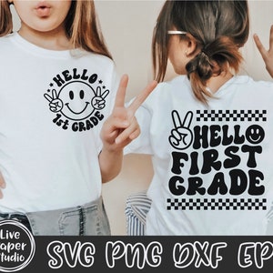 Hello First Grade Svg Png, Retro Back to School Svg Png, Back to School Shirt SVG, 1st Grade Vibes, First Grade Squad, Digital Download File