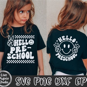 Hello Pre School Svg Png, Retro Back to School Svg Png, Back to School Shirt Svg, Preschool Vibes, Preschool Squad, Digital Download Files