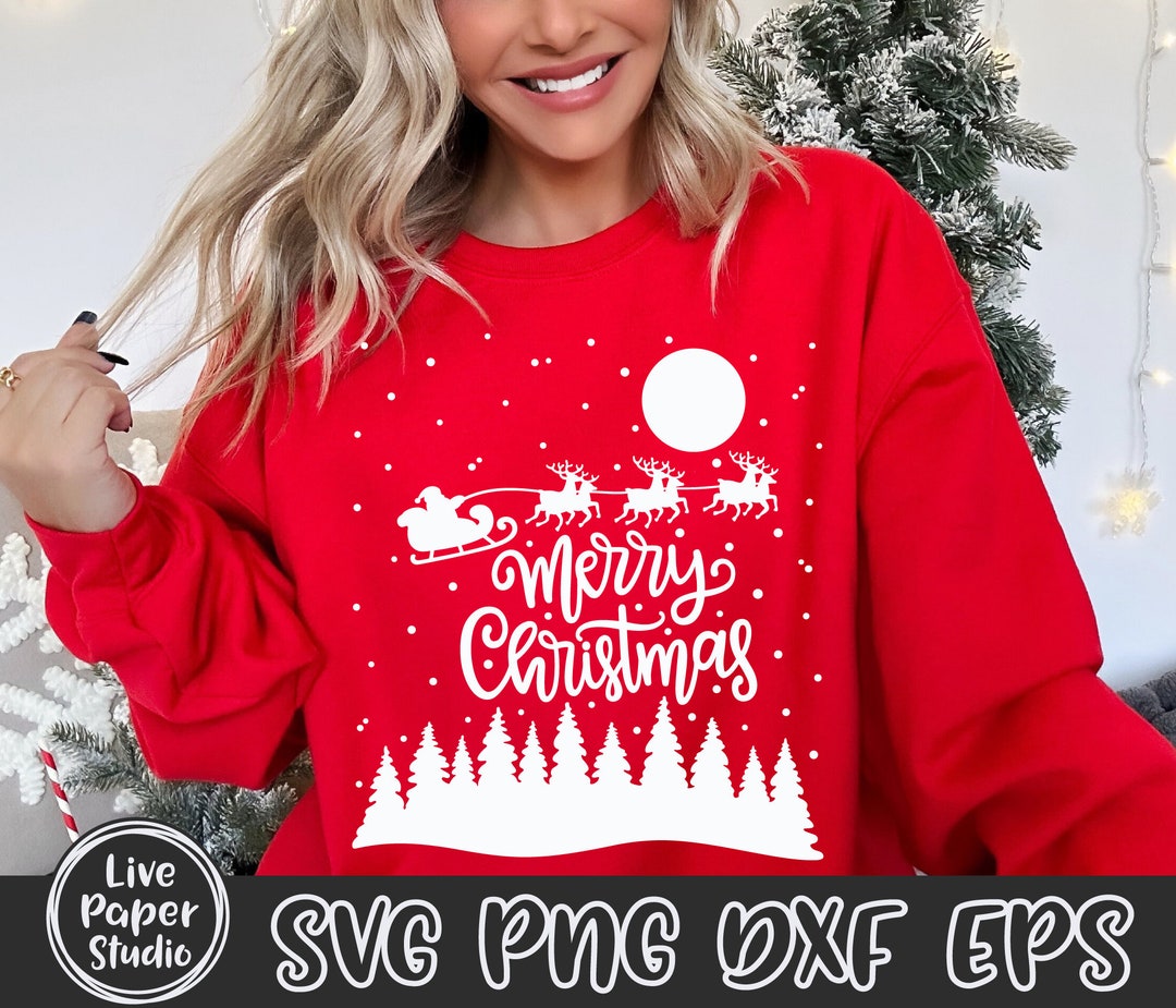 Christmas Night SVG Santa Sleigh SVG Reindeer Silhouette - Etsy UK