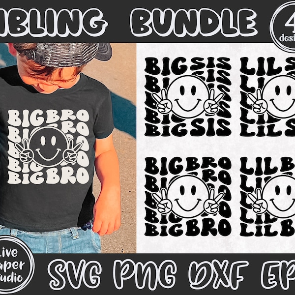 Groovy Siblings SVG File, Lil Bro, Lil Sis, Big Bro, Big Sis Shirt, Family Svg, Big Sister Svg, Little Brother, Kids, Digital Download Files