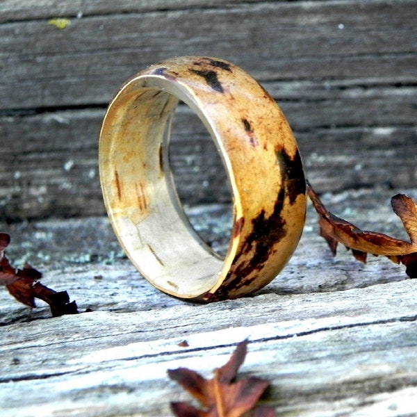 Men wood ring, Birch bark ring, Forest wedding rings, Engagement wood ring, Bentwood men ring, Minimalist wooden ring, resin birch ring