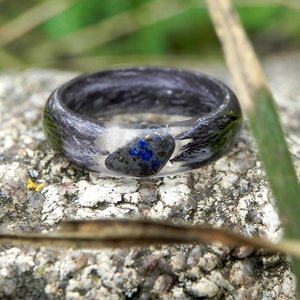 Lapis Lazuli wood ring, juniper wood ring, Stone resin ring, Silver wooden ring, Forest juniper ring, Nature wedding rings, women juniper