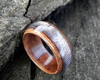 Walnut ring with metal