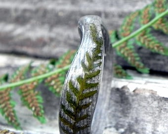 Silver oak ring with fern