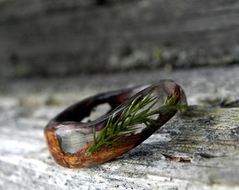 Juniper bark ring, Nature forest ring, Men women wood ring, resin juniper wooden ring, men bentwood ring, Juniper wedding rings, Wooden gift