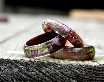 Wood Heather  resin ring